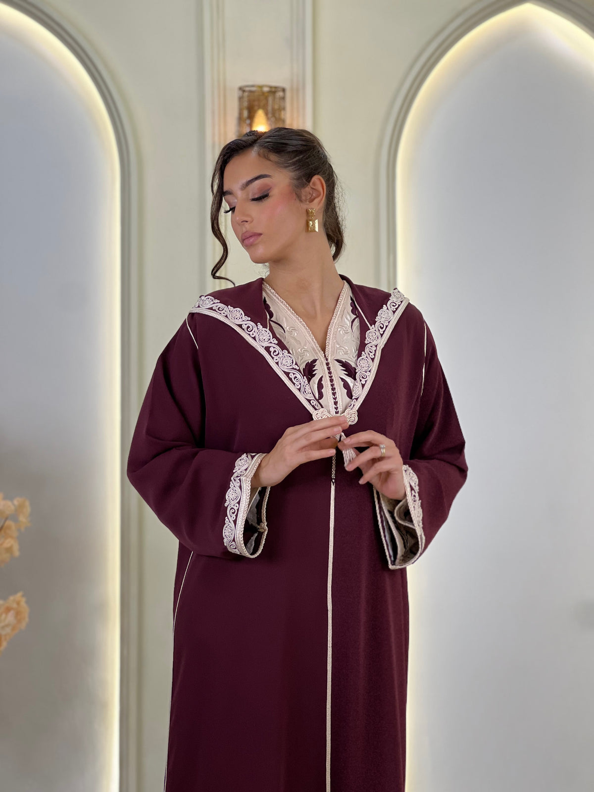 Jellaba Solivana, Moroccan djellaba in crepe – view 7 | Kaftan Elegance