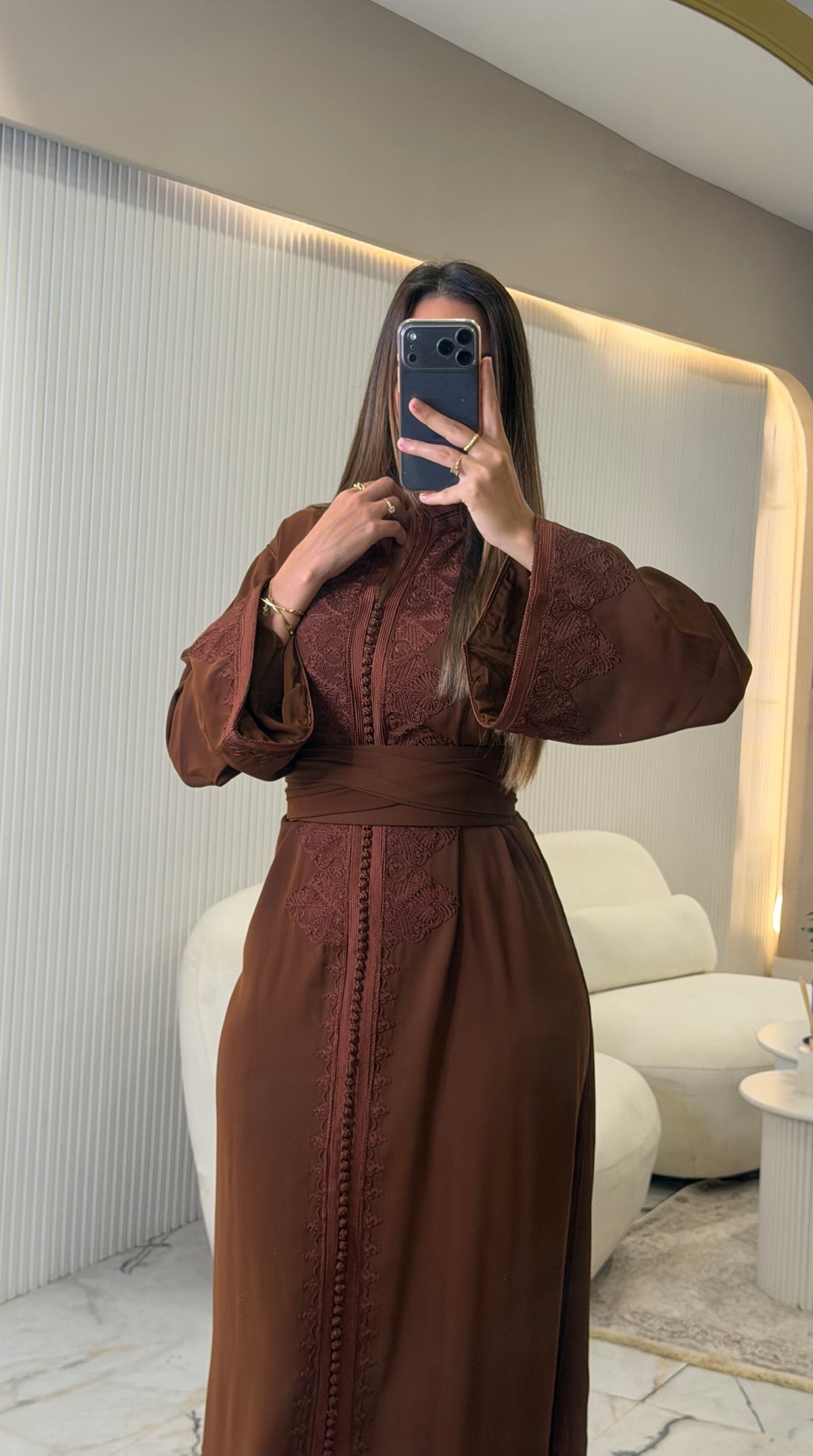 Caftan Hind, Moroccan kaftan in crepe – view 64 | Kaftan Elegance