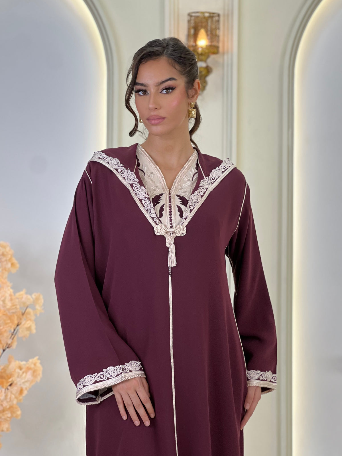 Jellaba Solivana, Moroccan djellaba in crepe – view 8 | Kaftan Elegance