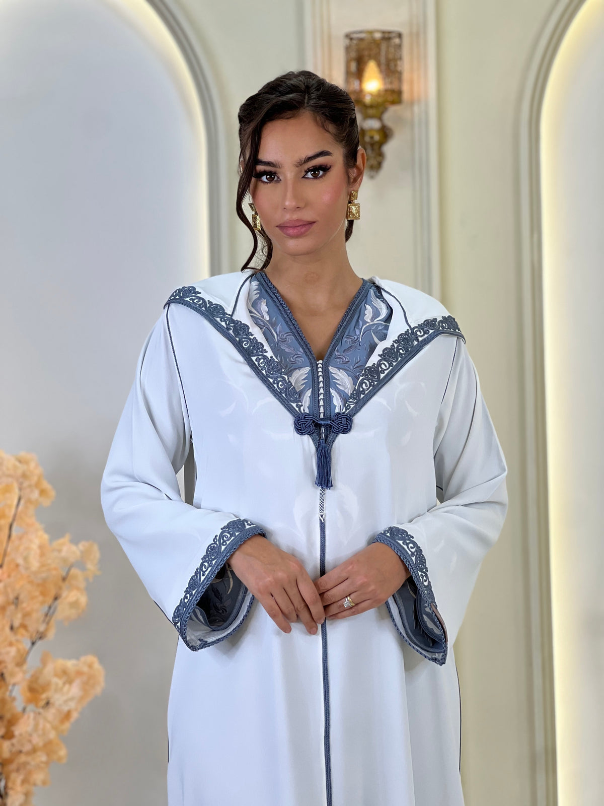 Jellaba Solivana, Moroccan djellaba in crepe – view 2 | Kaftan Elegance