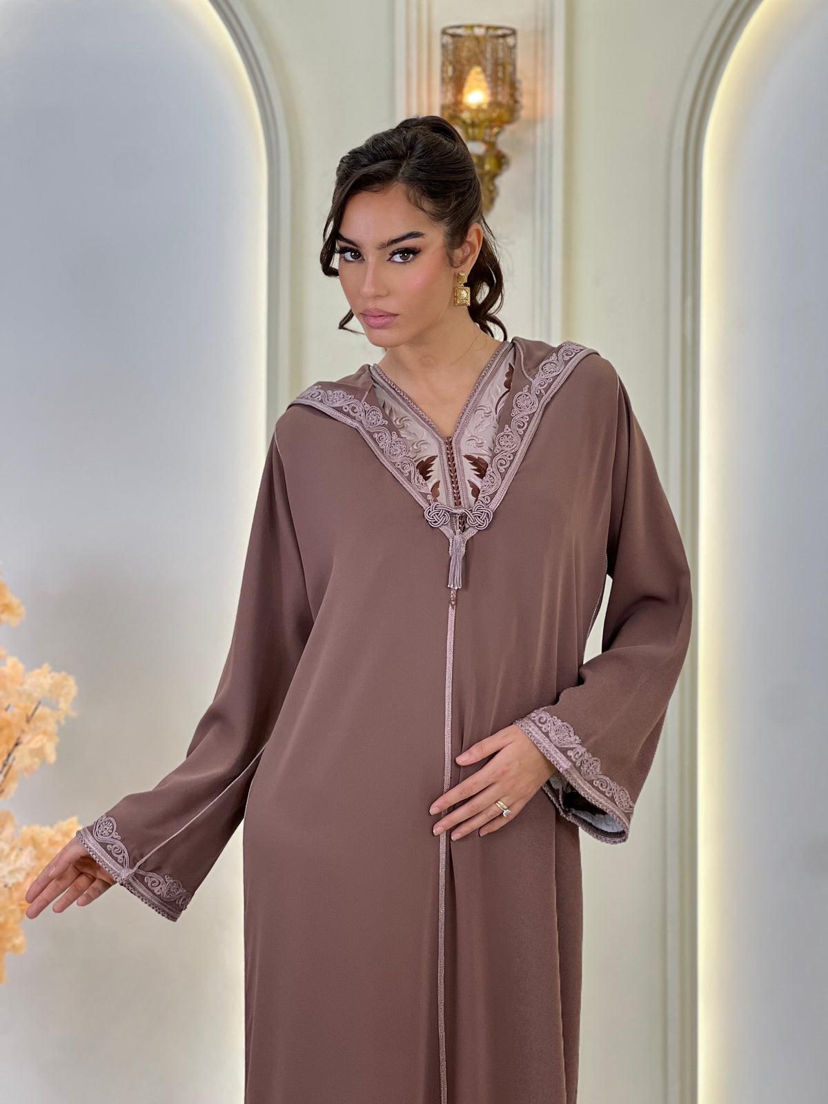 Jellaba Solivana, Moroccan djellaba in crepe – view 4 | Kaftan Elegance