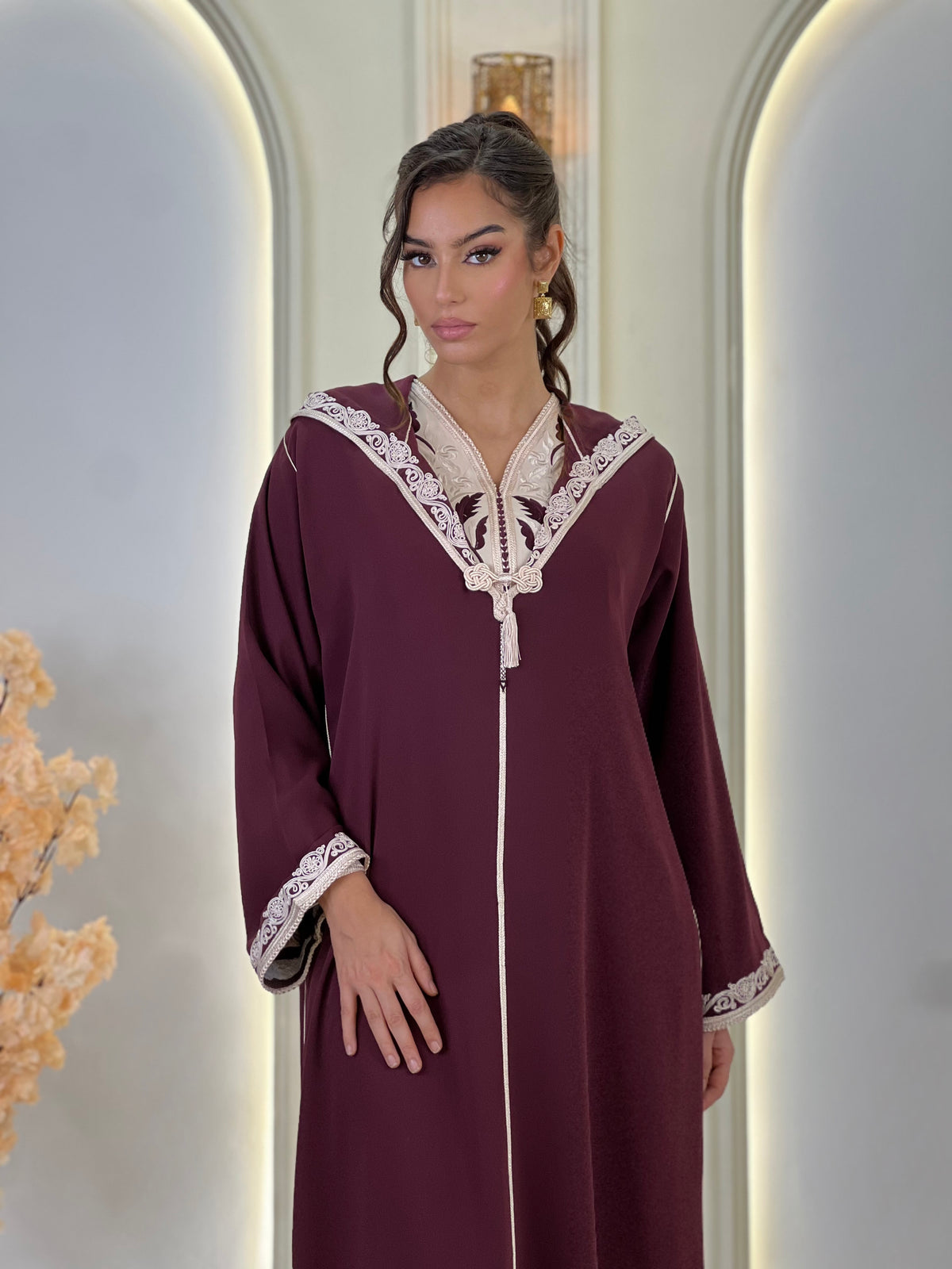 Jellaba Solivana, Moroccan djellaba in crepe – view 10 | Kaftan Elegance