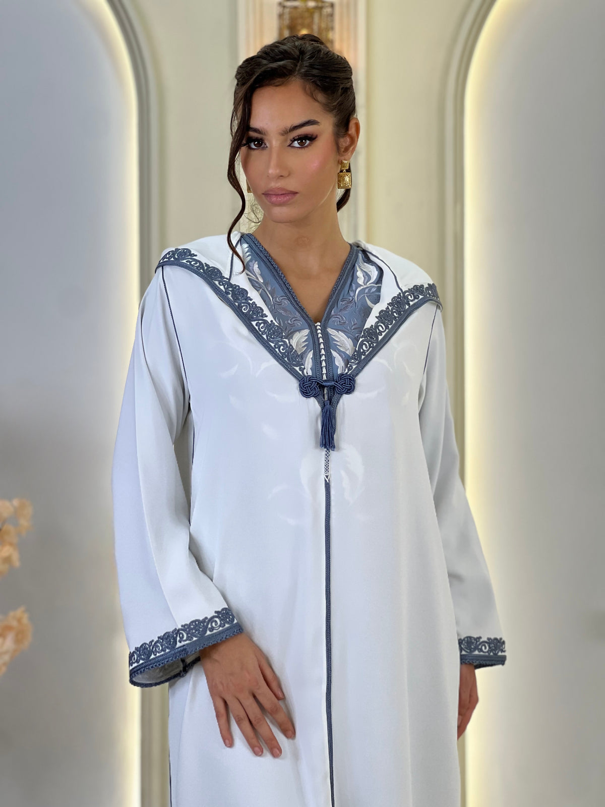 Jellaba Solivana, Moroccan djellaba in crepe – view 14 | Kaftan Elegance