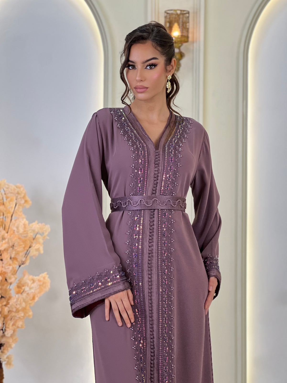 Kaftan Afnan, Moroccan kaftan in crepe – view 4 | Kaftan Elegance
