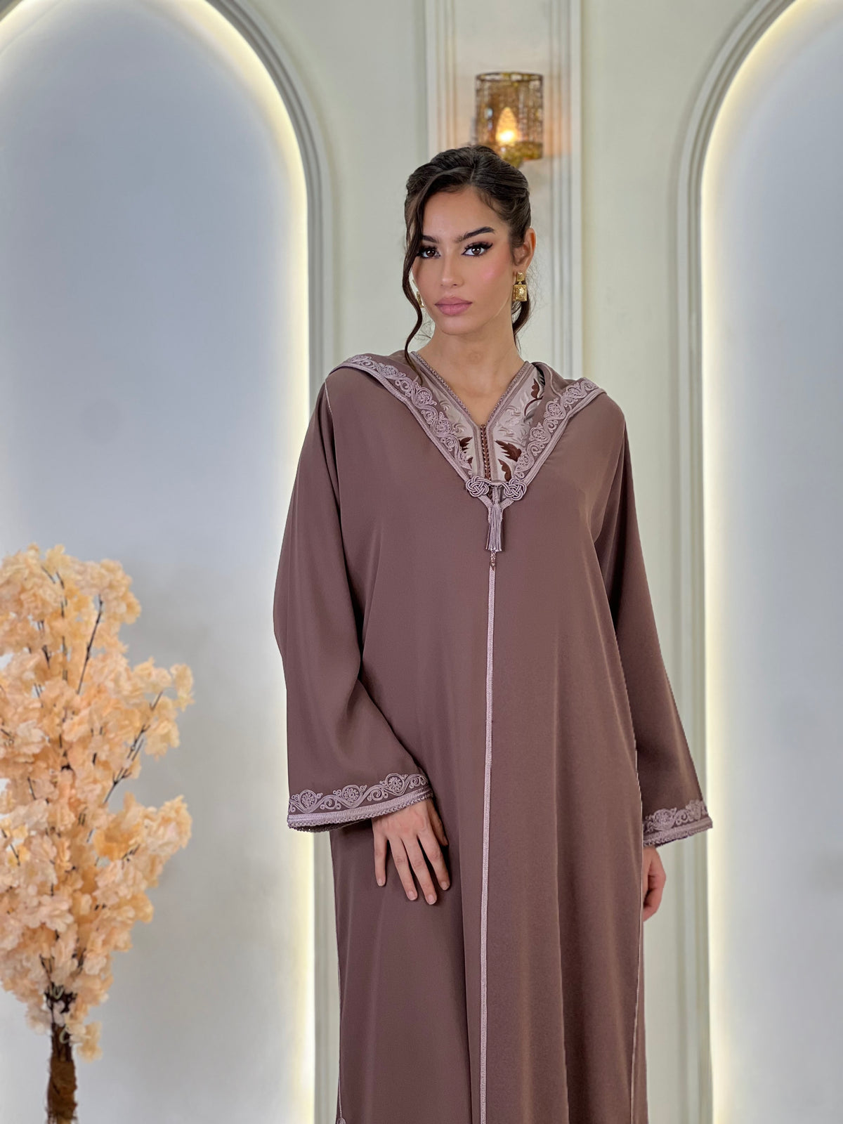 Jellaba Solivana, Moroccan djellaba in crepe – view 6 | Kaftan Elegance
