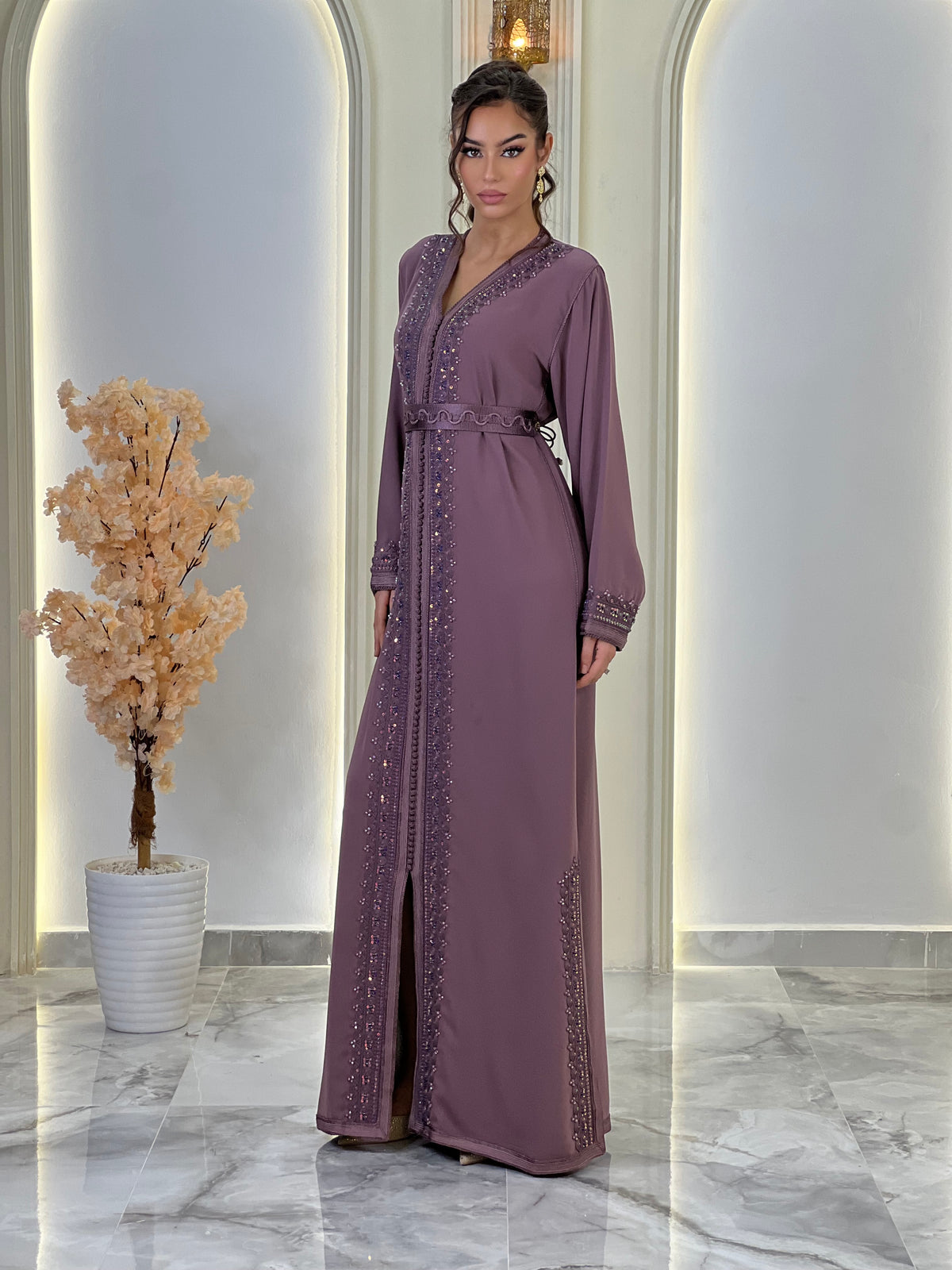 Kaftan Afnan, Moroccan kaftan in crepe – view 12 | Kaftan Elegance