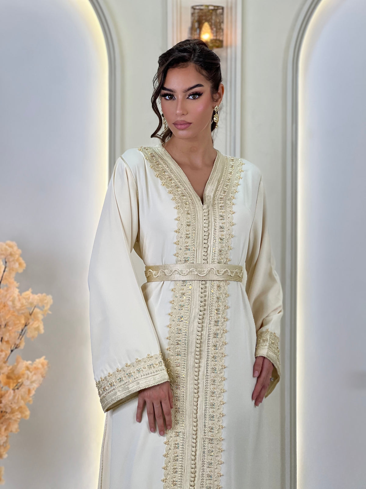 Kaftan Afnan, Moroccan kaftan in crepe – view 8 | Kaftan Elegance