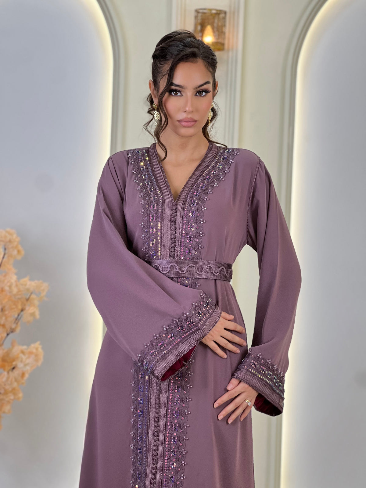 Kaftan Afnan, Moroccan kaftan in crepe – view 11 | Kaftan Elegance
