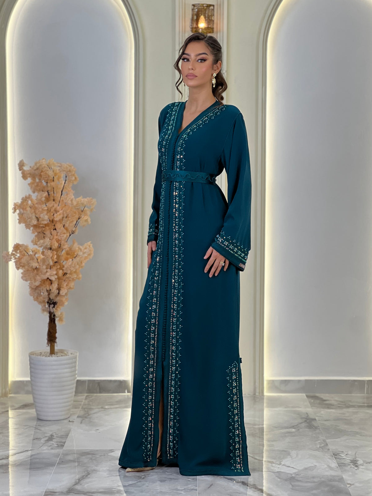 Kaftan Afnan, Moroccan kaftan in crepe – view 14 | Kaftan Elegance