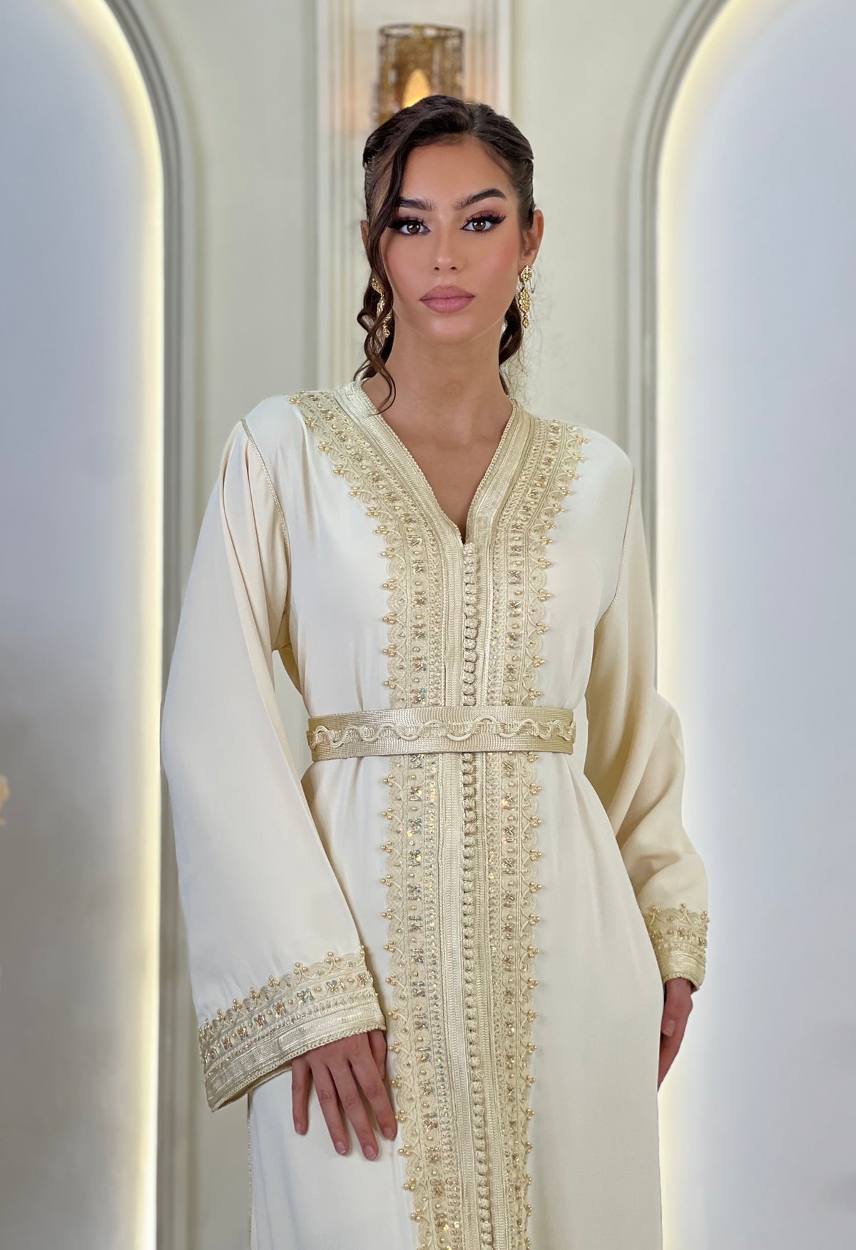 Kaftan Afnan, Moroccan kaftan in crepe – view 9 | Kaftan Elegance
