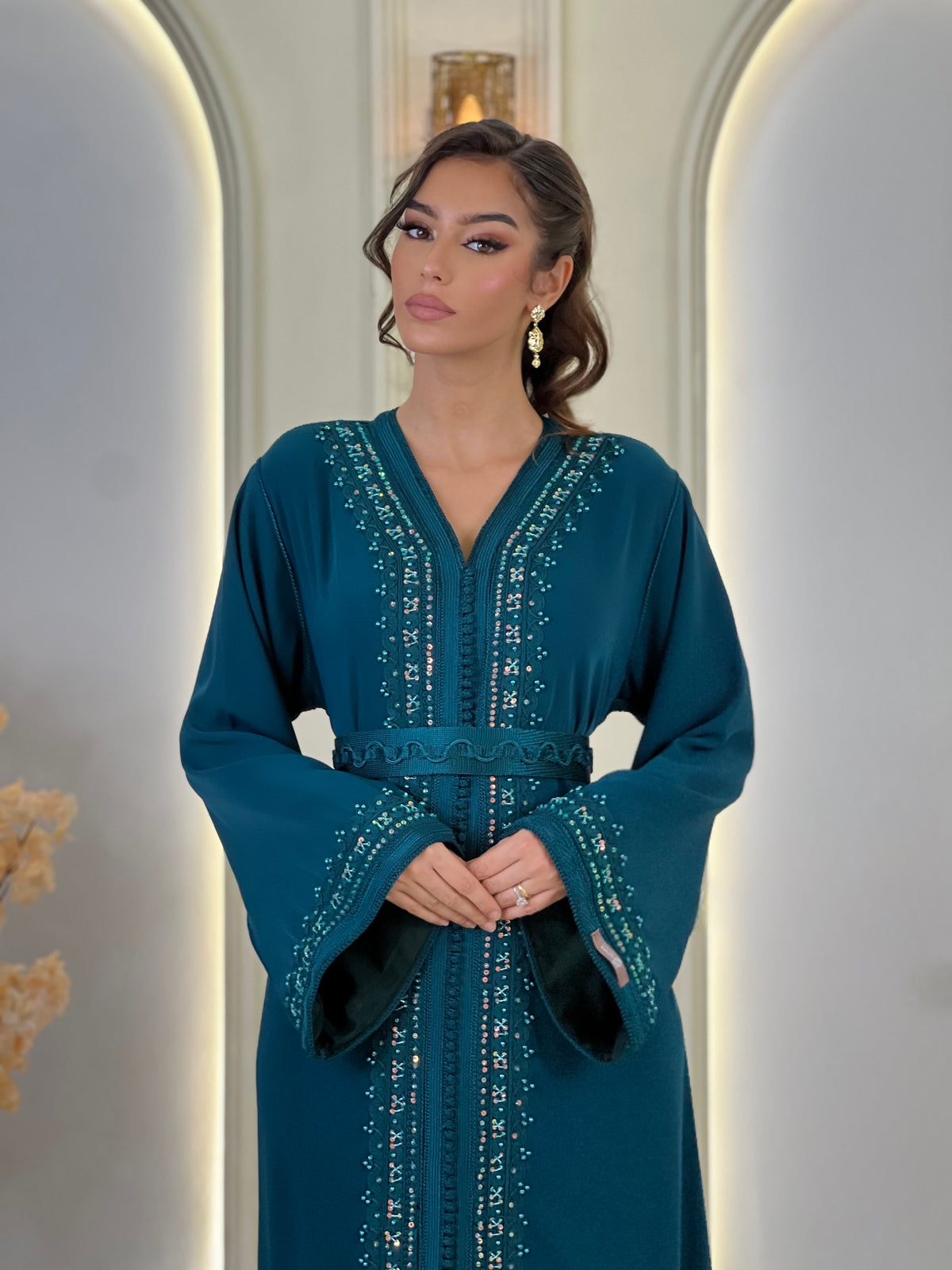 Kaftan Afnan, Moroccan kaftan in crepe – view 2 | Kaftan Elegance