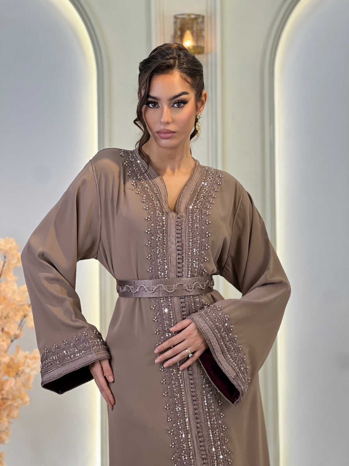 Kaftan Afnan, Moroccan kaftan in crepe – view 6 | Kaftan Elegance