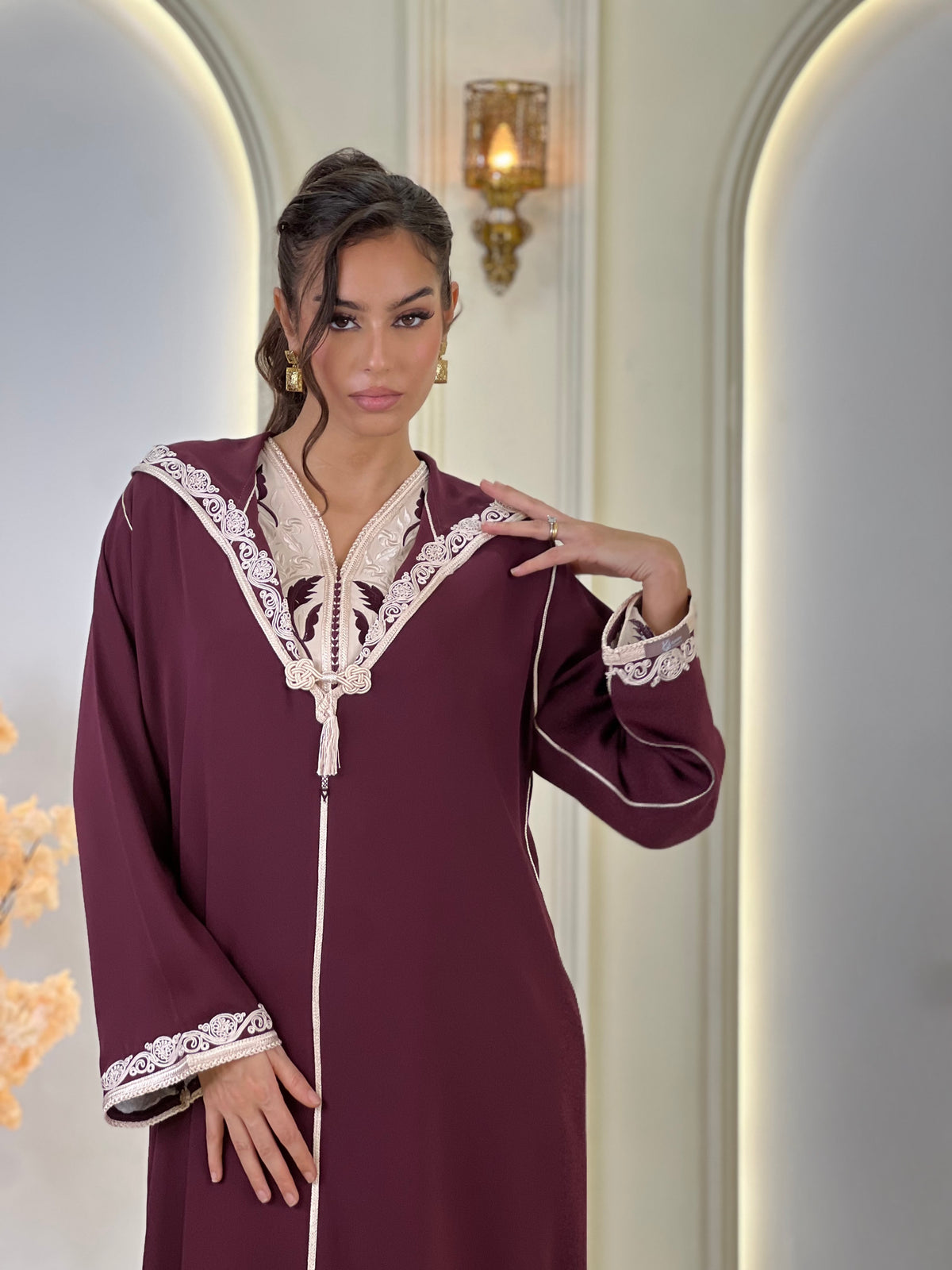 Jellaba Solivana, Moroccan djellaba in crepe – view 11 | Kaftan Elegance