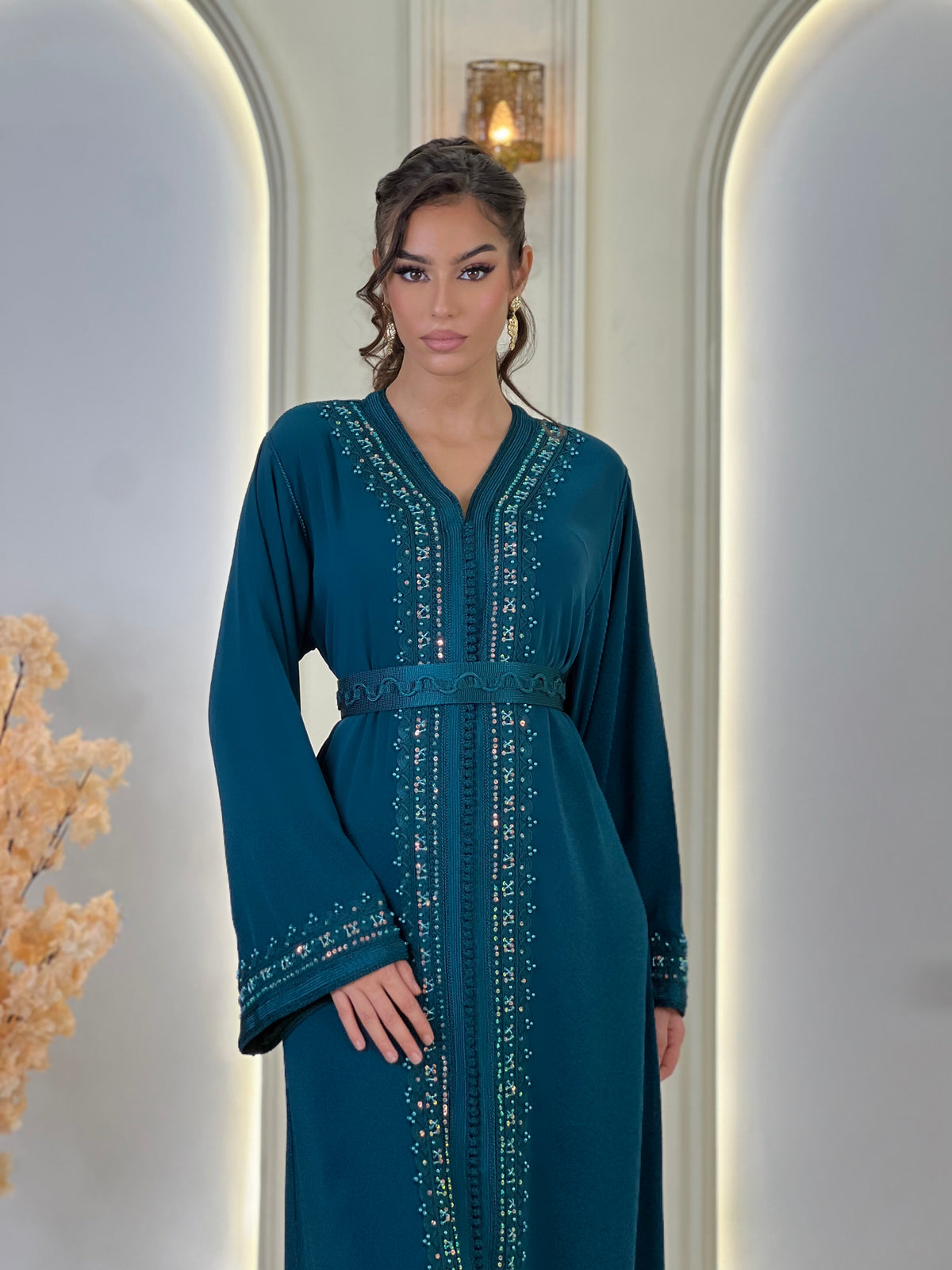 Kaftan Afnan, Moroccan kaftan in crepe – view 15 | Kaftan Elegance