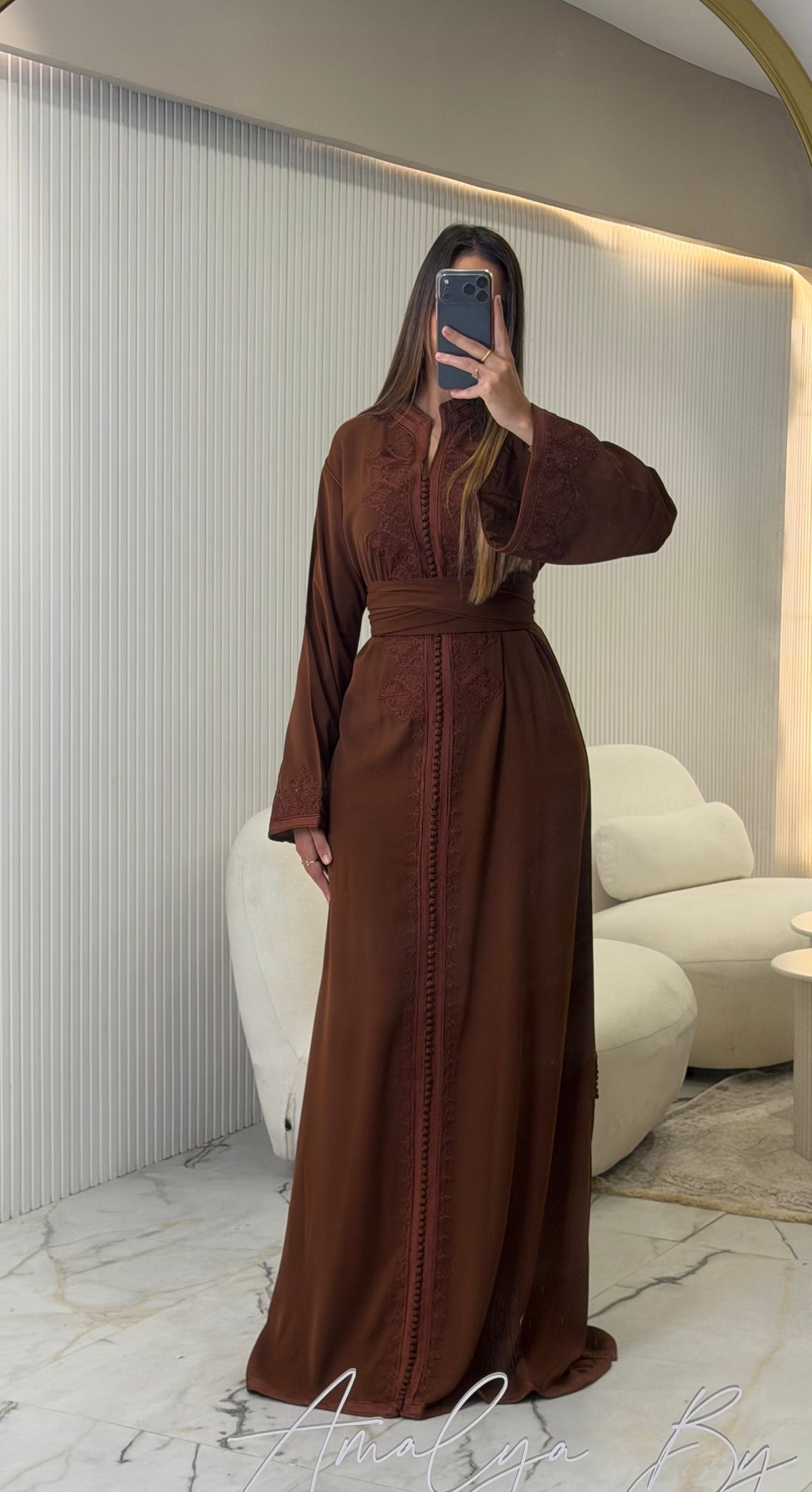 Caftan Hind, Moroccan kaftan in crepe – view 65 | Kaftan Elegance